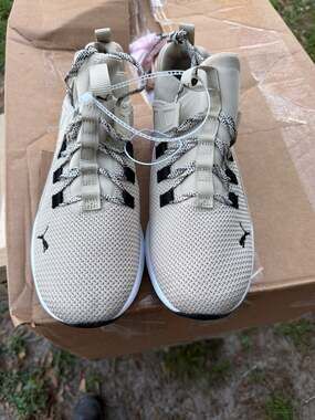 PUMA Men's Softride Enzo 2 Revamp Fleck Running Shoes Putty Black Size 10